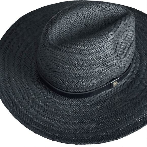 NWOT AllSaints Talia Fedora Hat Black Leather Trim - Picture 8 of 12